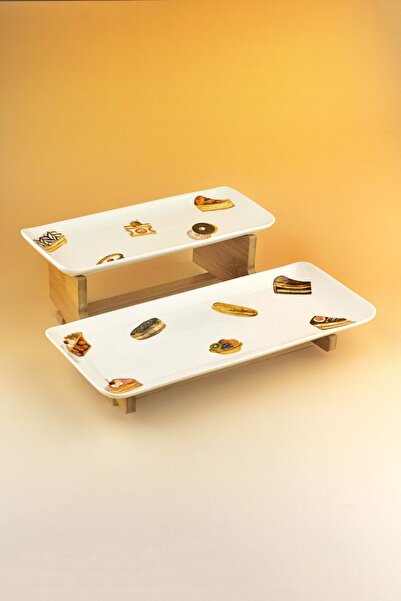 Bursa Porselen Dekor Cupcake Porcelain Two-Tiered Serving Tray