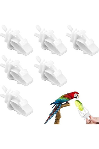 Arabest 6 Pack Bird Cage Food Holder Clips - White Parrot Fruit & Vegetable F...