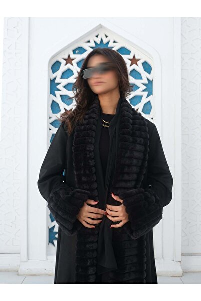 AYA MW1806 - عباية شامواه مع تدخيلة فرو