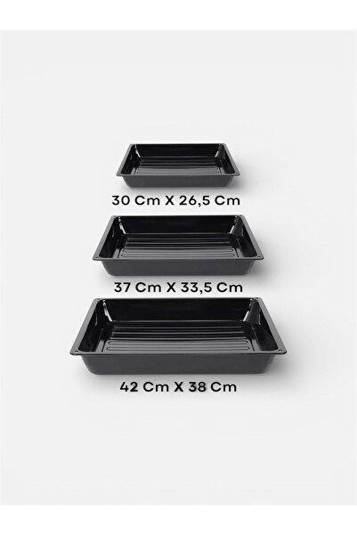 HAZARPAZAR Kare Emaye Yanmaz Yapışmaz Kare Fırın Tepsi Seti 30x26,5cm 37x33,5...