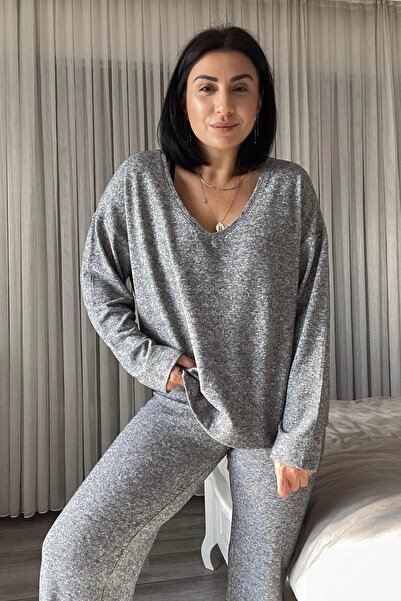 MJAMASS Gray Moire Soft Knitted Set