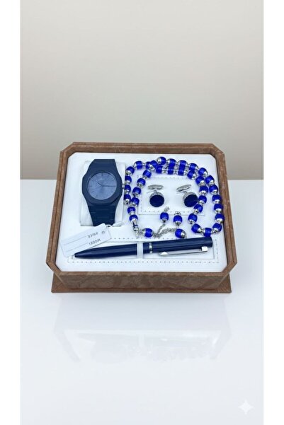 Boutique Men's complete blue accessory set (5 pieces)