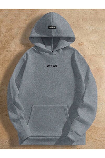 Deocept Unisex Minimal Hooded Printed Hooded Pocket Oversized Relaxed Fit Swe...