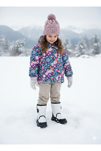 ALYAKİDS Çocuk Kar Botu Kartanesi Cırtlı Soğuk Ve Suya Dayanıklı