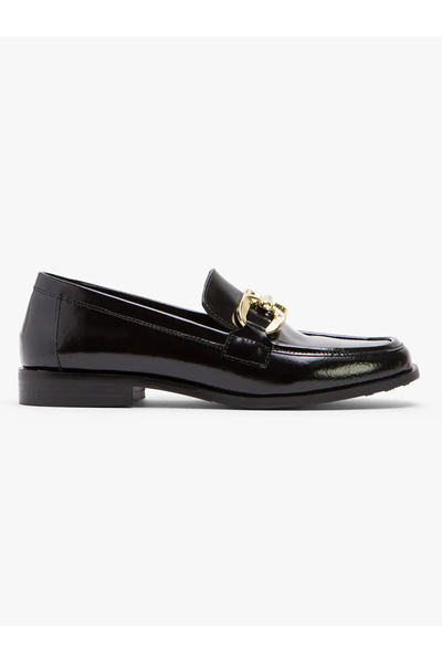CUPLÉ Genuine Patent Leather Loafers with Gold Accessory