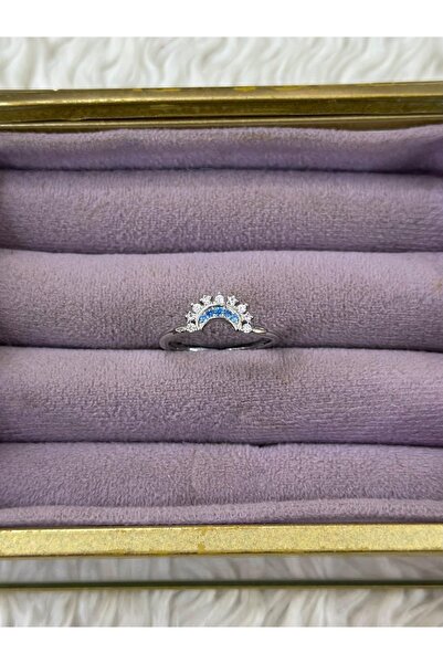 BY YASİN TOPÇU 👑 💍   Elegant Blue Stone Detailed Crown Form Stylish Ring ✨ 💙