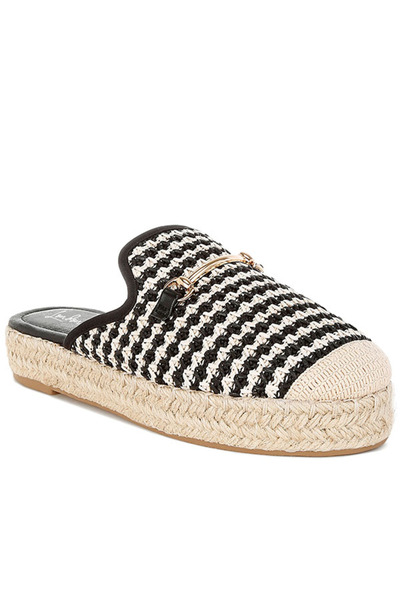 london Rag Women Raffia Slip-On Mules in Black