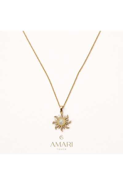 Amari Beyaz Taşlı Güneş Kolye