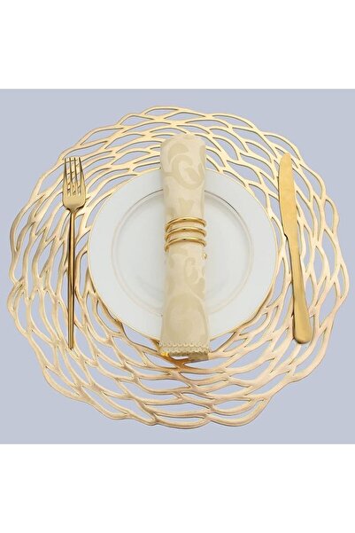 Arabest Gold Round Placemats for Dinner Table Set of 4 Metallic Place Mats No...