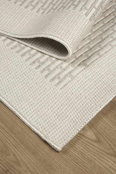 Lexa سجادة حديثة ذات نسيج مسطح باللون الرمادي الكريمي، مضادة للحساسية، وقاعدة...