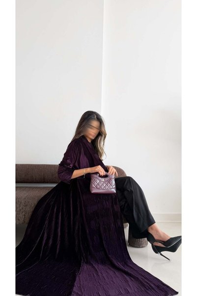 AYA MWT874 - Velvet Pleated Abaya