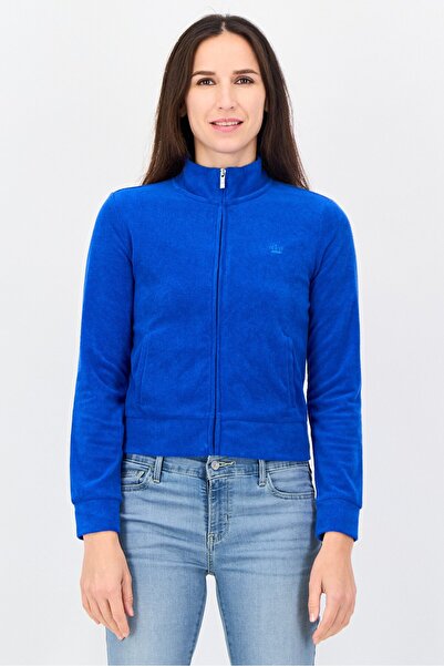 Juicy by Juicy Couture Women Solid Long Sleeve Jacket Shirt, Royal Blue