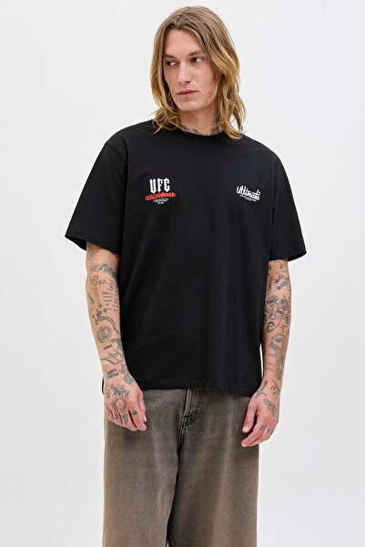 Jack & Jones Men's Ufc Licensed T-Shirt with Back and Chest Print - Ultimate