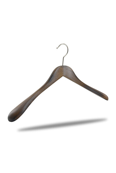 NYN Wooden Men's Jacket Coat Hanger Walnut Color 4 Pieces 45cm