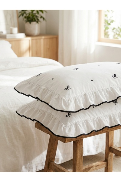 Ricco Lifes غطاء وسادة مكشكش على شكل فيونكة 2 (قطعة) 50x70