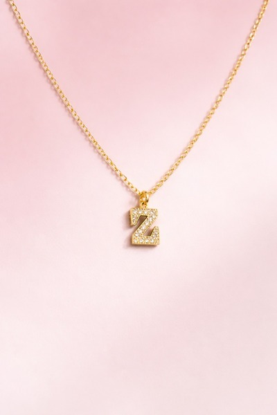 Beksy Accessory Z Harf Taşlı Gold Kolye | Zarif Harfli Kadın Kolye | Minimal ...