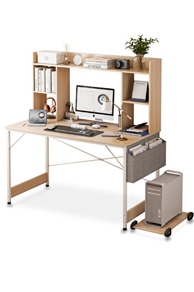 Bojasmiial Desktop BookShelf Work Desk , Writing Desk with Storage Bag, Gamin...