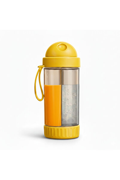 DURUBOX Twin Glass Çift Bölmeli Pipetli Çocuk Suluğu Matara 500 ml (BPA İçermez)