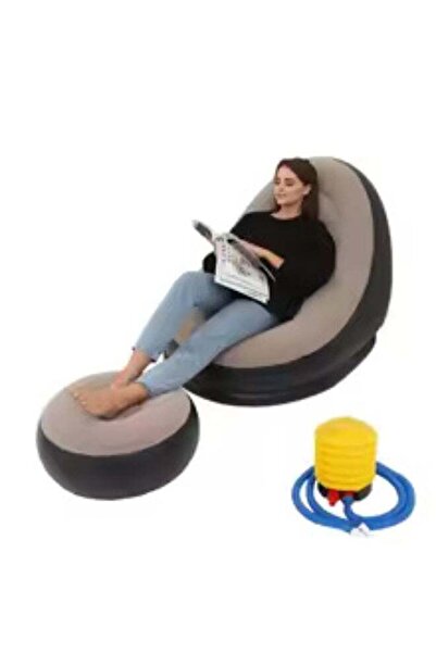 earss أريكة استرخاء قابلة للنفخ من المخمل الناعم مع مسند للقدمين ومضخة هواء