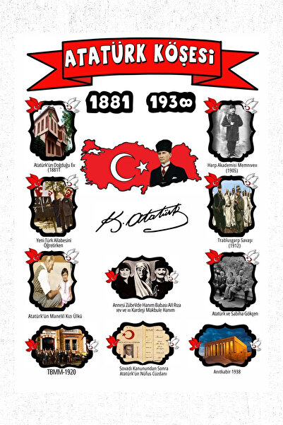 Rabadon 70cm X 100cm Ataturk Corner the Life of Ataturk (Vinyl Canvas) Print