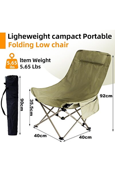 Gogoya كرسي تخييم قابل للطي فائق الخفة مزود بمسند رأس مدمج - جيب جانبي وحقيبة...