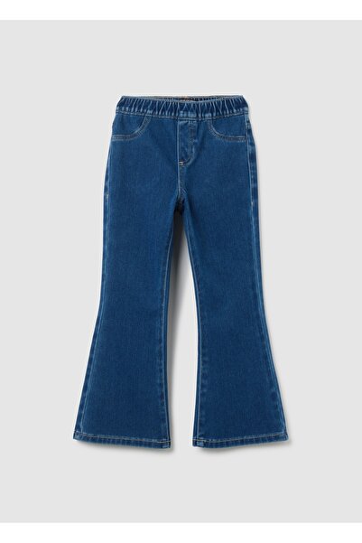 Ovs Girls' Blue Flare Cotton Blend Jeggings