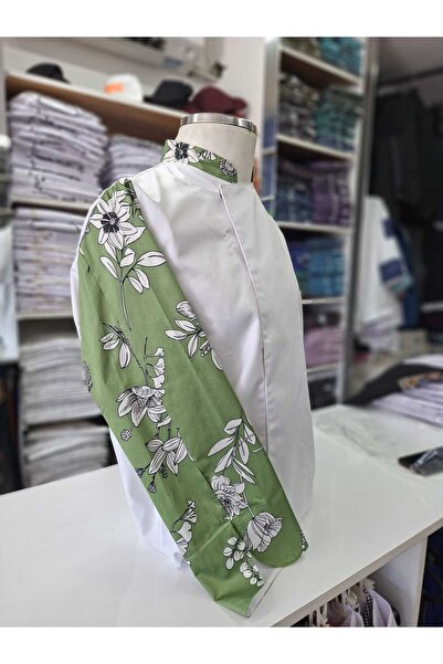 PERSONELİTY BEYAZ KOLU YEŞİL ÇİÇEK DESENLİ AŞÇI KIYAFETİ