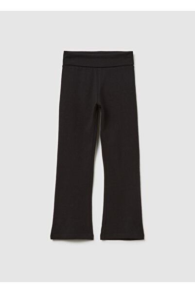 Ovs Girls' Black Cotton Flare Leggings