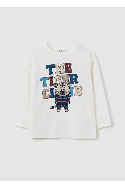 Ovs تيشيرت أطفال أبيض من القطن الخالص مع طباعة