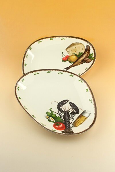 Bursa Porselen Dekor Retro Fish & Beer Porcelain 2 Pieces Serving/Presentatio...