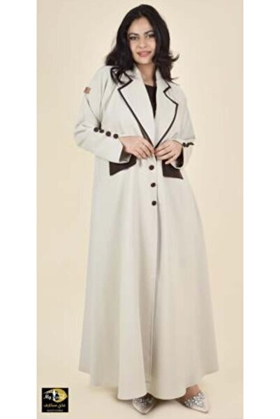 my scarf 4-piece abaya set, beige with brown sleeves, suitable for work and t...