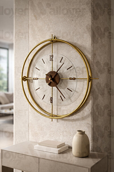 Wallover Design Büyük Boy Delux Siyah/Ceviz Kırılmaz Camlı (Tamperli) Sessiz ...