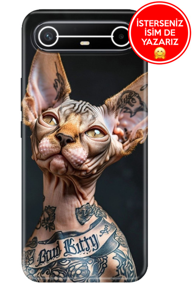 TECNO Spark Slim 5G KM9 Kılıf A Kalite Baskılı Art Silikon TattooCat