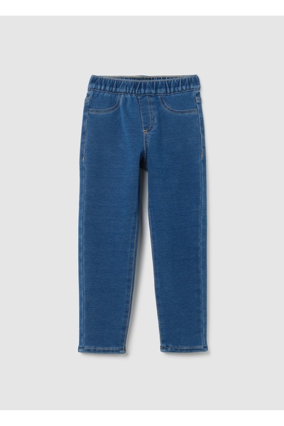 Ovs Girls' Blue Cotton Blend Skinny Jeggings