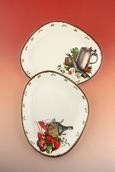 Bursa Porselen Dekor Retro Lobster & Fish Porcelain 2 Pieces Serving/Display ...