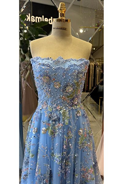 Hanımefendi Giyim فستان سهرة طويل بتصميم الأميرة مع تطريز الزهور واللؤلؤ، بدو...