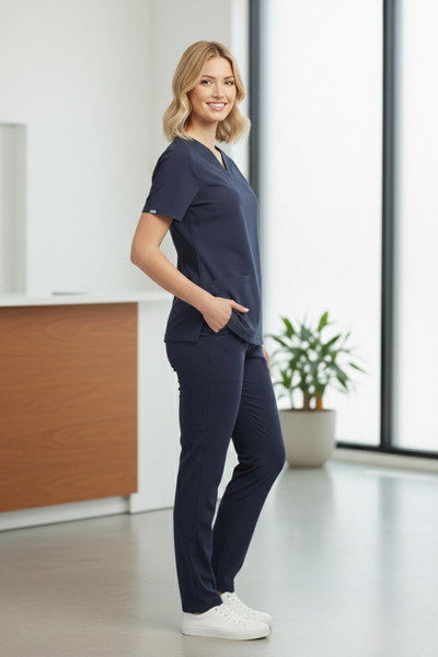 HEMİ Hijab Midwife Uniform Scrubs Stretch Fabric Set Ministry of Health Compa...