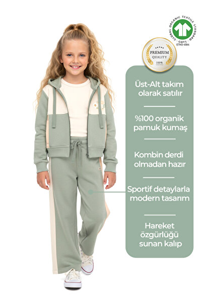Ozmoz By Mukadder Özden Organic Cotton Double Color Hooded Green Winter Girl'...