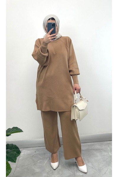 NİSUM MODA Balloon Sleeve Knitwear Set