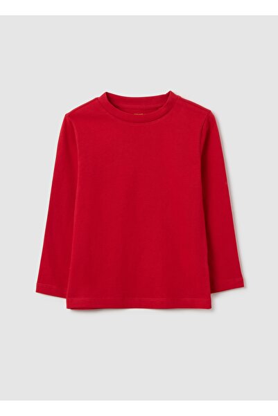 Ovs تيشيرت أطفال أحمر من القطن الخالص، بقصة عادية