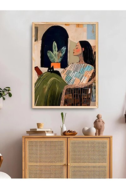 AR AJANS KANVAS TABLO Bohemian Decorative Framed Mdf Painting with a Moment o...