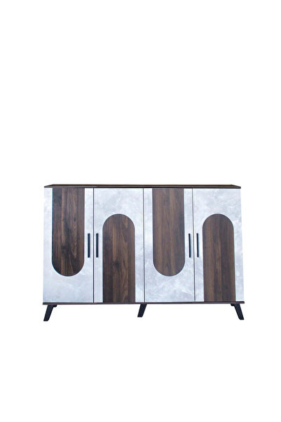 Lande Rack Cabinet خزانة أحذية خشبية بأربعة أبواب وخمسة أرفف