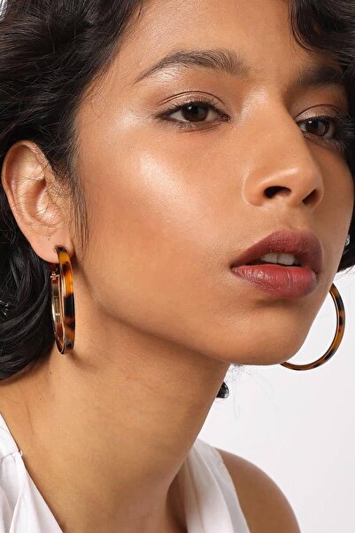 New Obsessions Turtle Back Patterned 5 cm Hoop Earrings