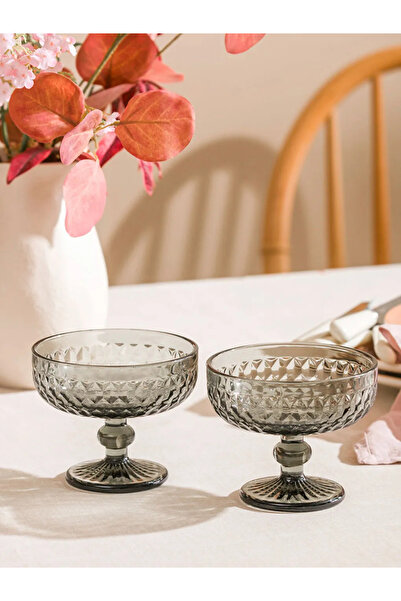 LC Waikiki Lcw Home Black Footed Glass Bowl Set of 2 270 ml