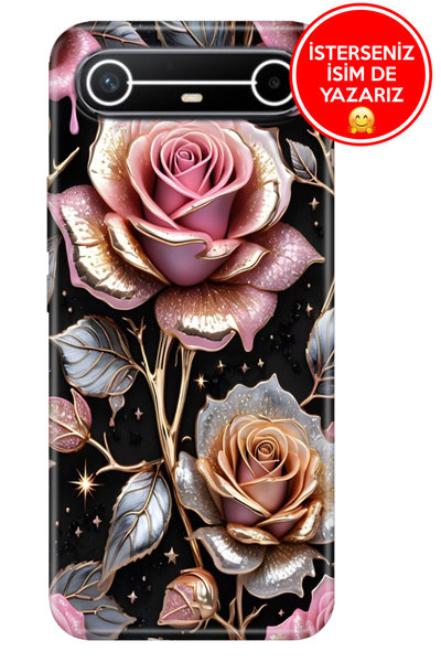 TECNO Spark Slim 5G KM9 Kılıf Kapak Silikon Cover Case Gold Gül