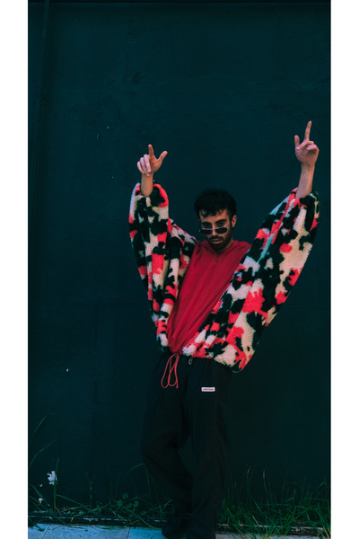 melongeneco Kırmızı yarasa kollu kapüşonlu hoodie lastikli ipli özel tasarım ...