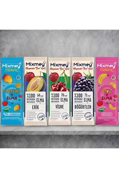 mixmey Meyve Barı Böğürtlen/Vişne/Erik/Muz+Elma/Mango+Elma 20 gr x 5 Adet