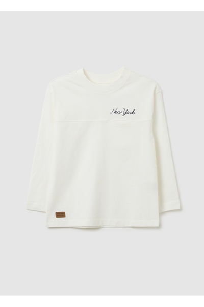 Ovs تيشيرت أطفال من القطن الأبيض النقي، بقصة عادية