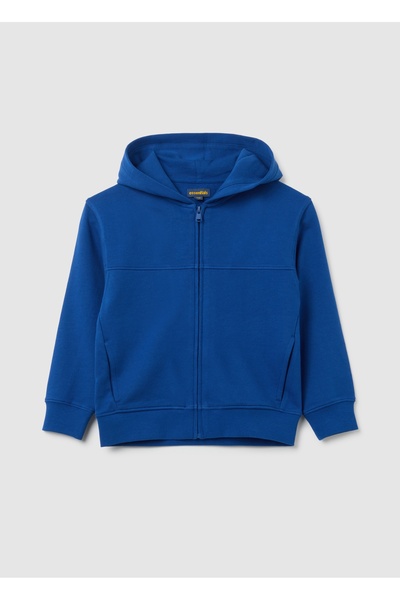 Ovs سويت شيرت للأطفال من القطن الأزرق الخالص، بقصة عادية