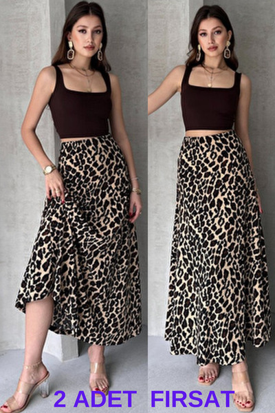 FEVİLLE Femei (2 BUCĂȚI PRODUSE LA OFERTĂ*****) Fustă lungă cu imprimeu leopa...
